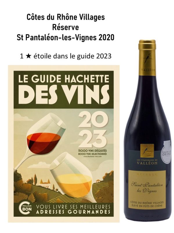 1 étoile au guide Hachette 2023 pour le Côtes du Rhône Villages Réserve St Pantaléon-les-Vignes 2020